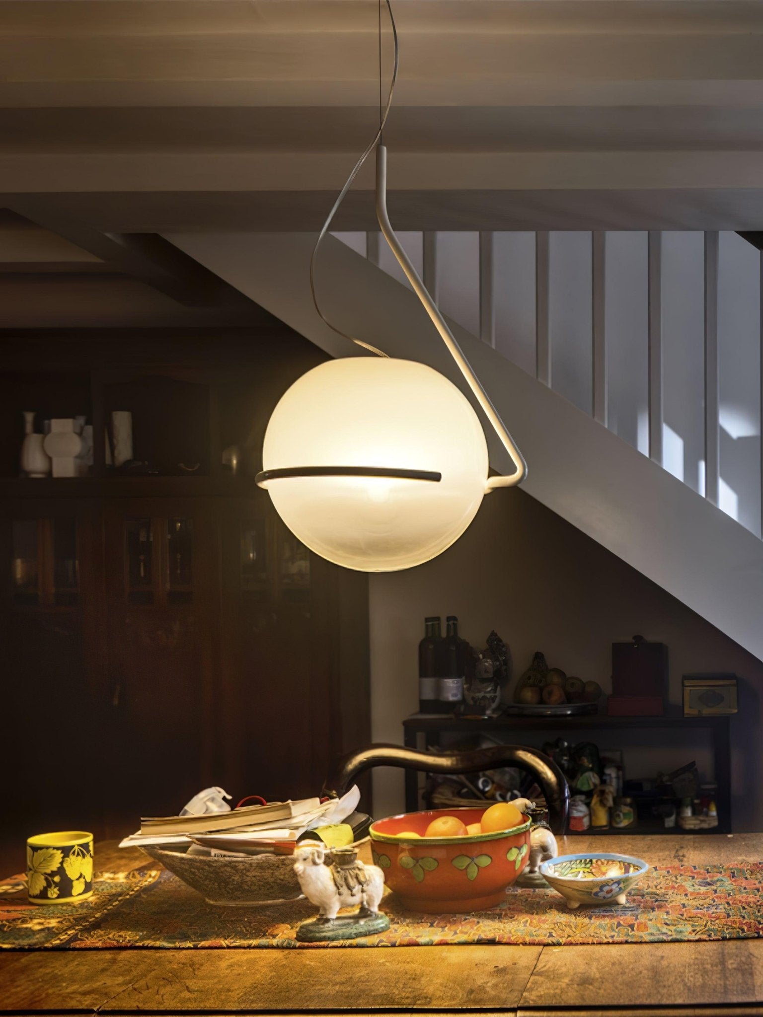 Circular Minimalist Glass Pendant Lamp - Neutral Decor