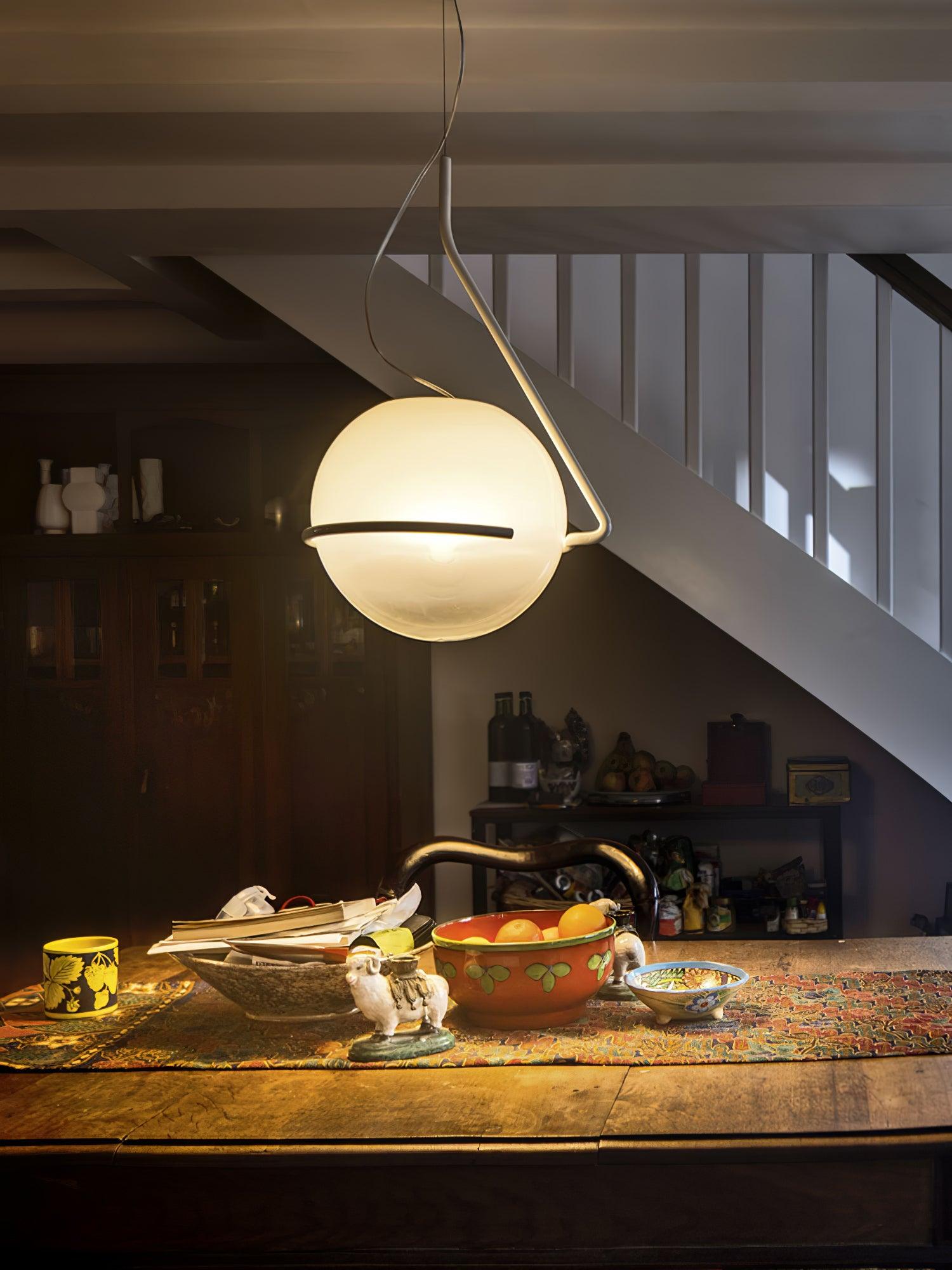 Circular Minimalist Glass Pendant Lamp - Neutral Decor