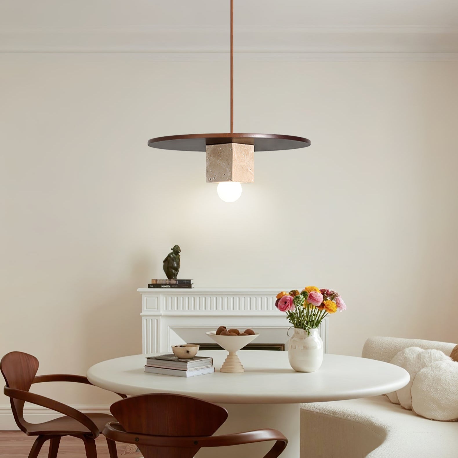 Sarix Geometric Travertine Pendant Light