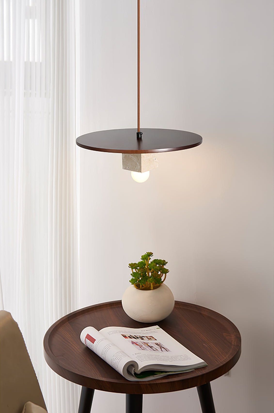 Sarix Geometric Travertine Pendant Light