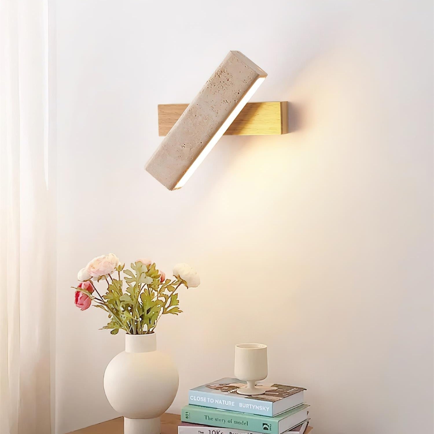 Orbit Travertine Rotating Wall Lamp - Neutral Decor
