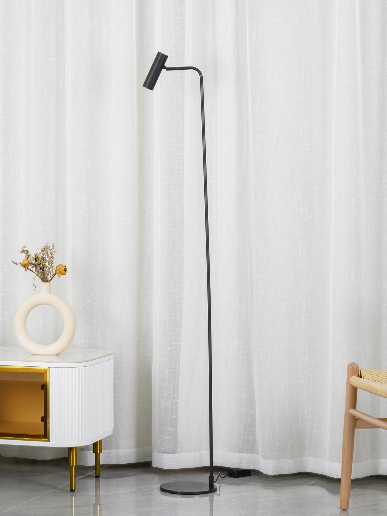 Nirixa Brass Industrial Floor Lamp