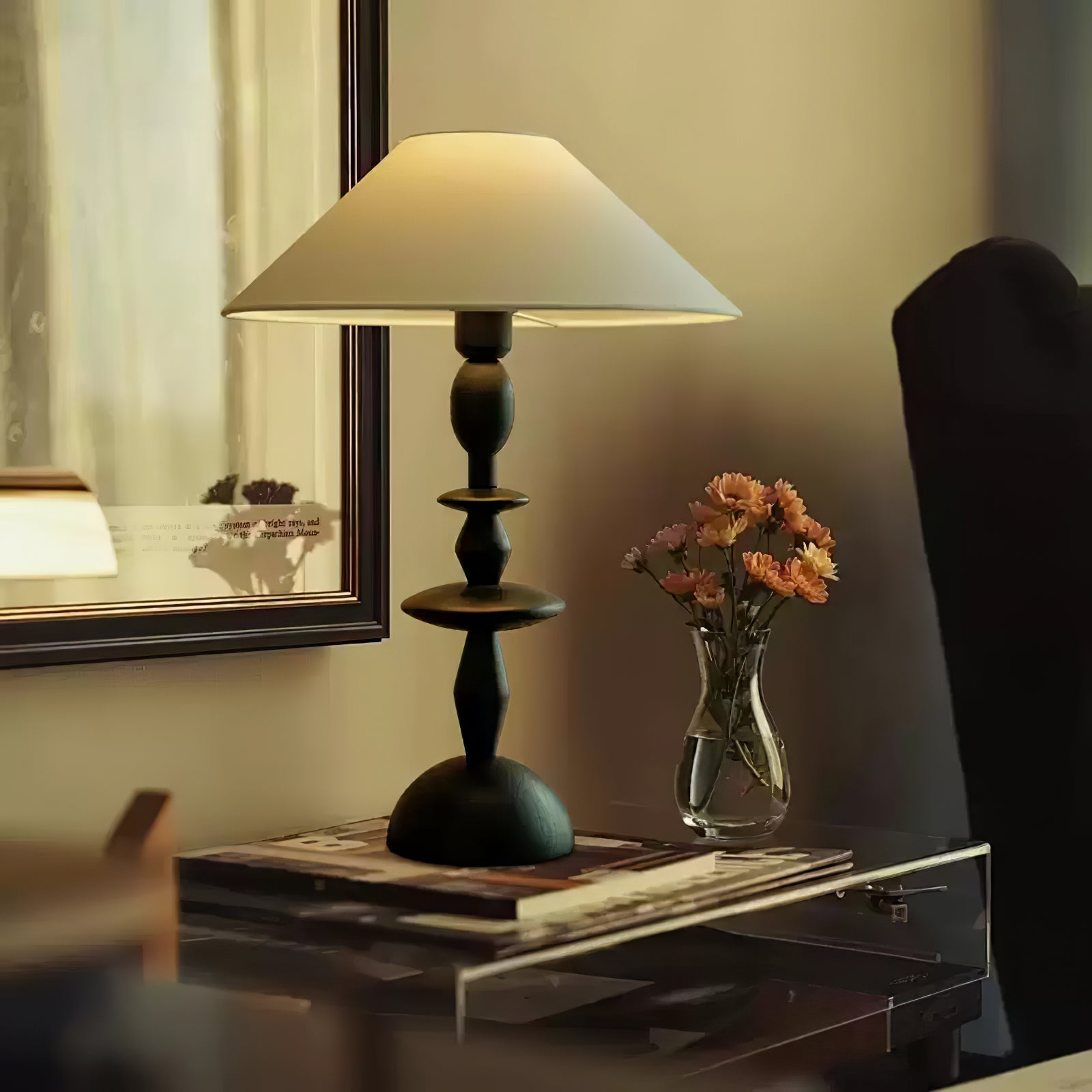 Halenir Wood Fabric Table Lamp