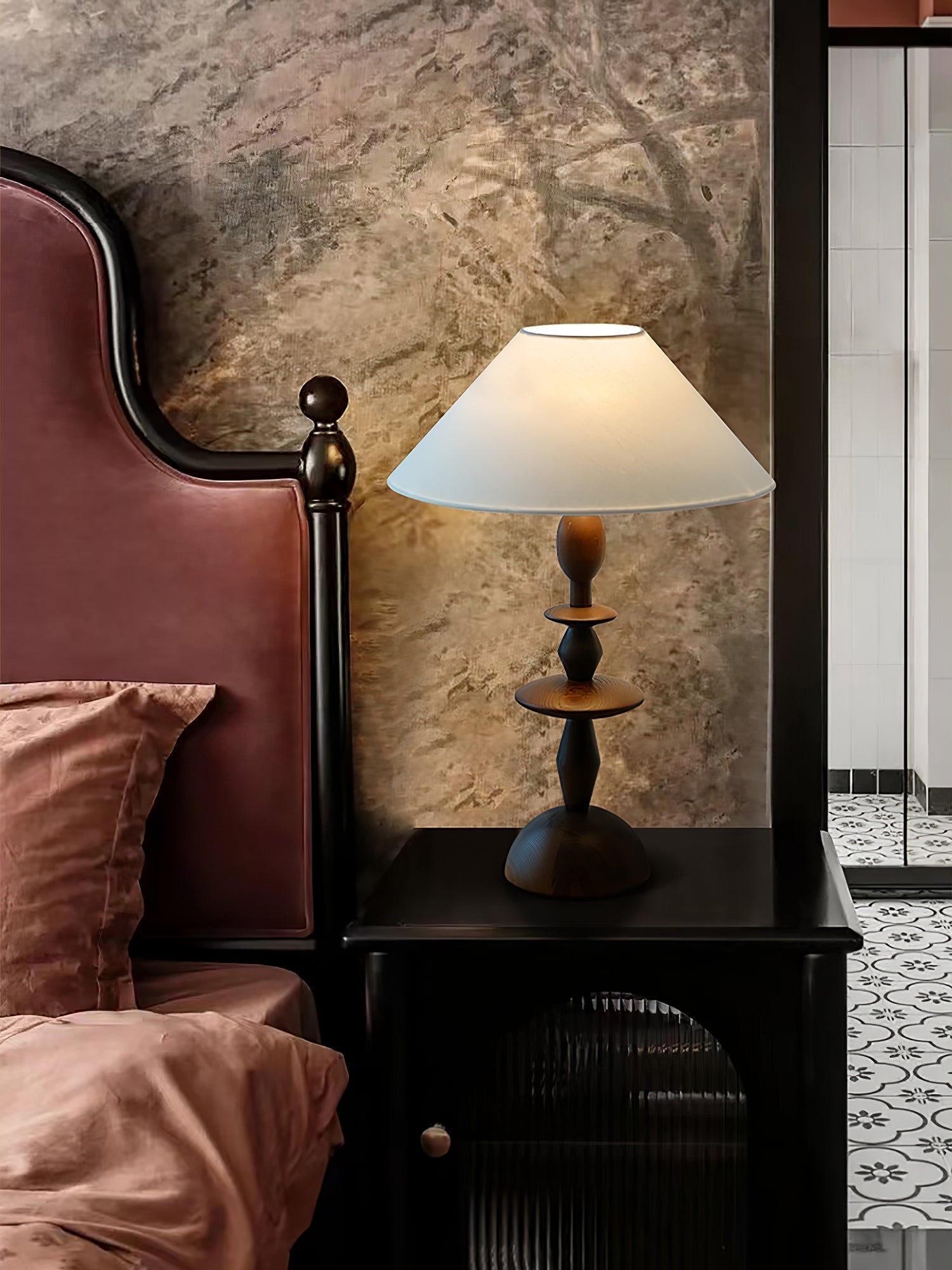 Halenir Wood Fabric Table Lamp