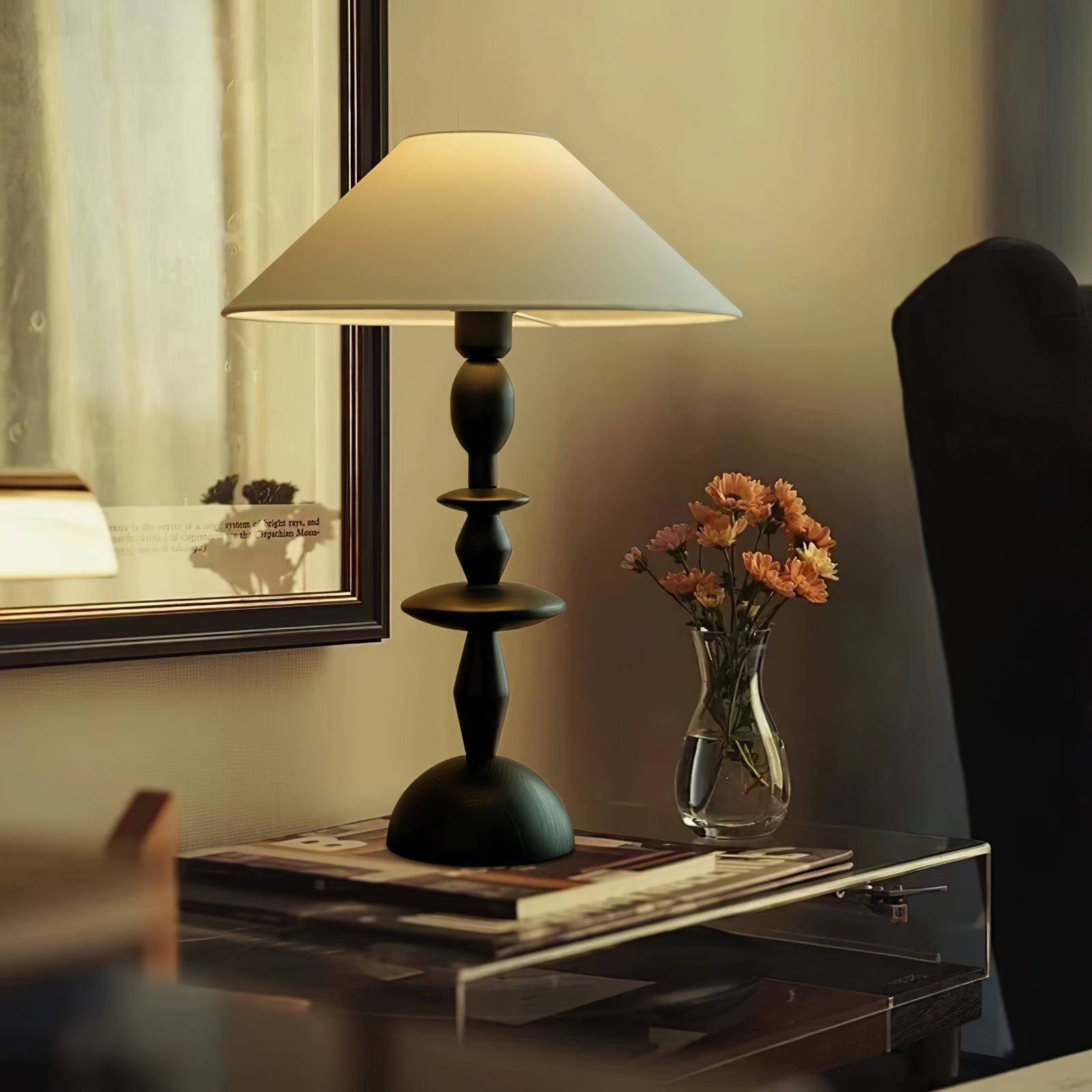 Halenir Wood Fabric Table Lamp
