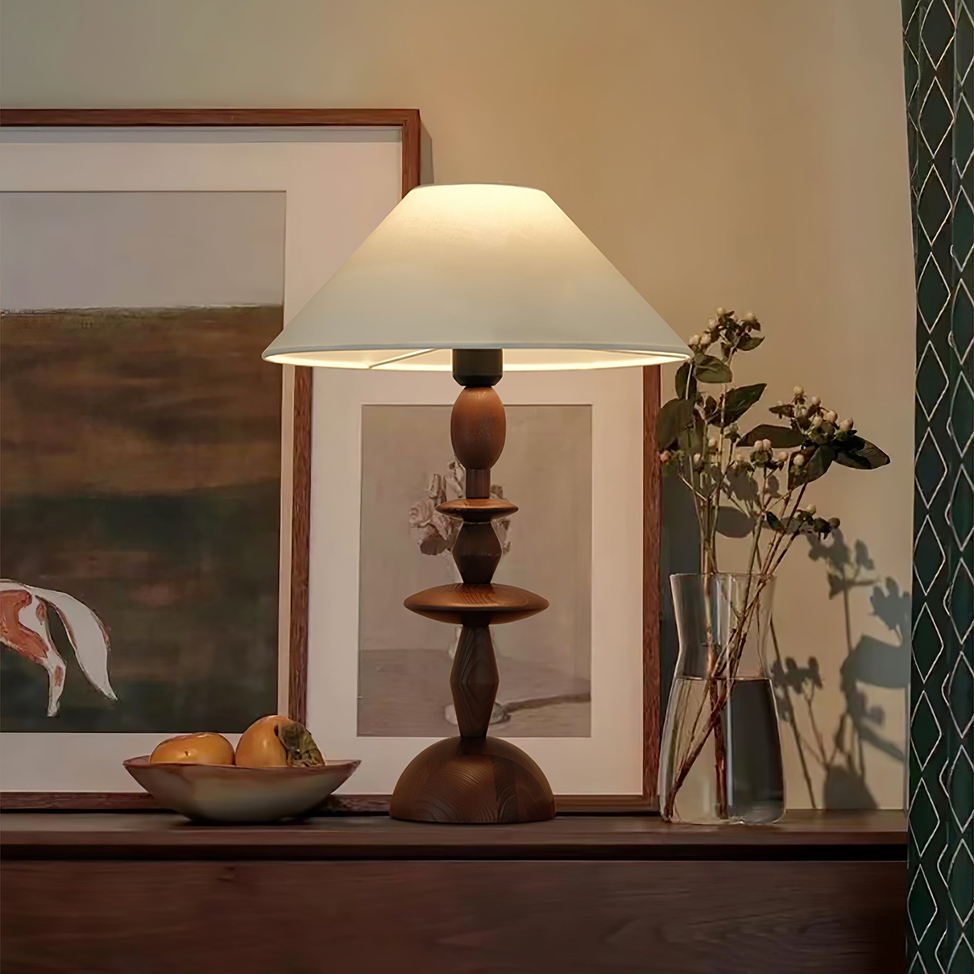 Halenir Wood Fabric Table Lamp