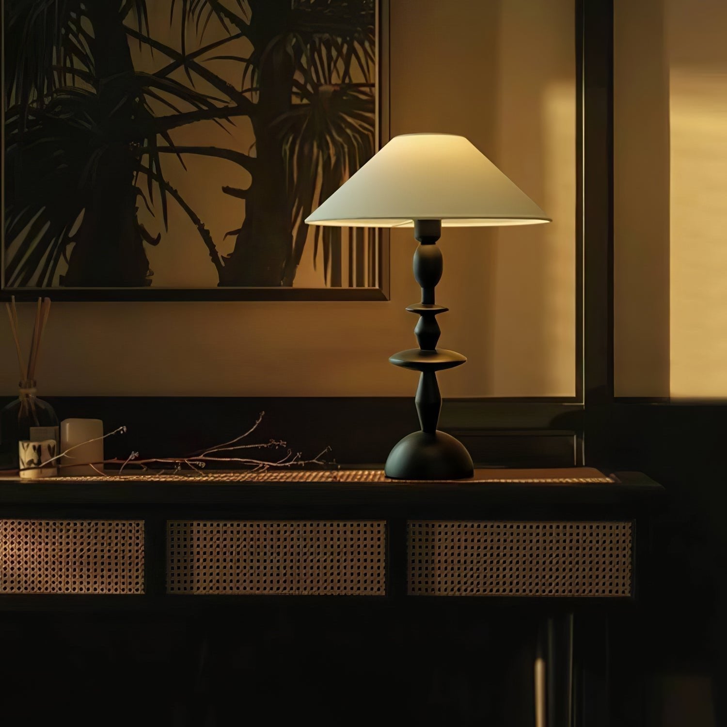 Halenir Wood Fabric Table Lamp