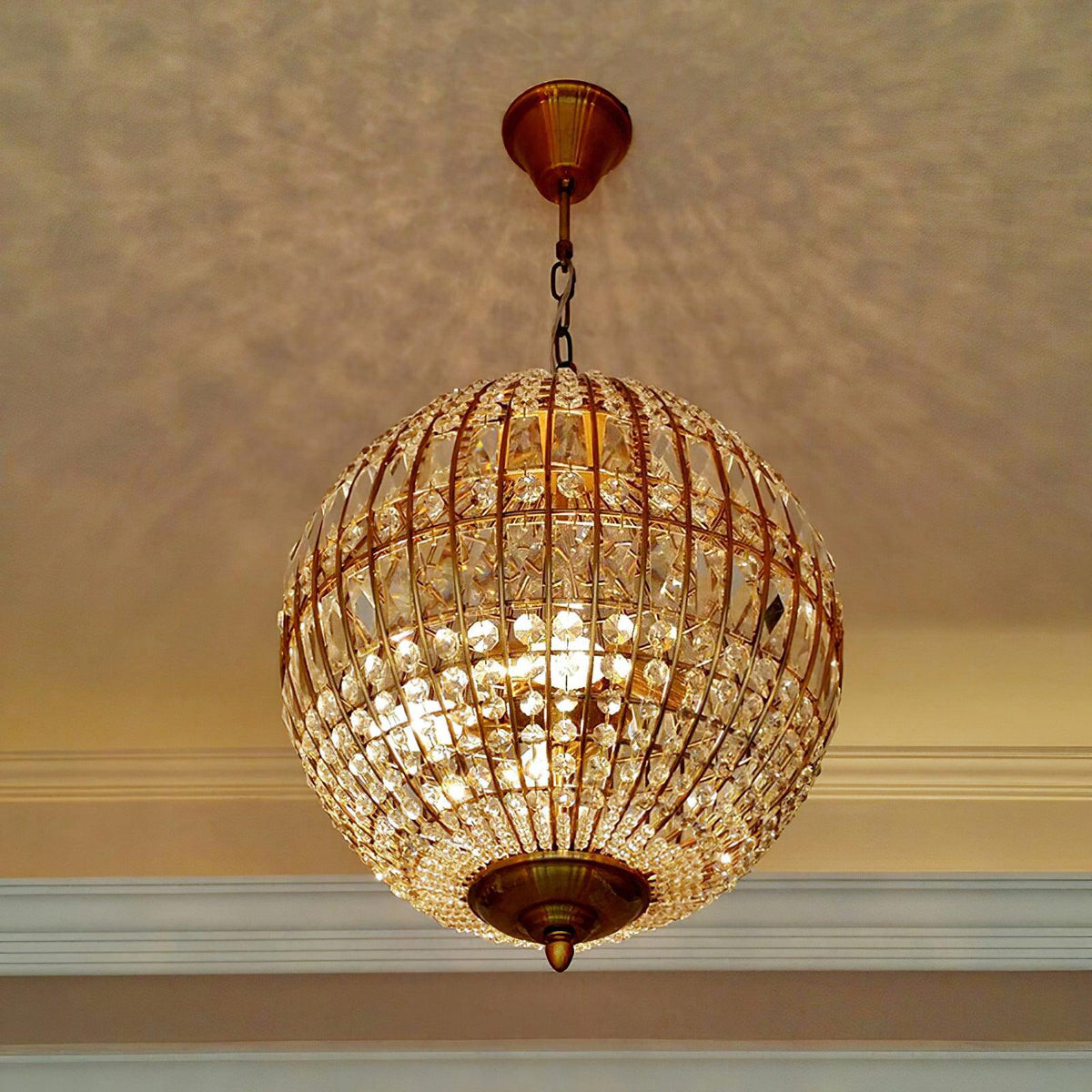 Elyinissa Chandelier Gold Globe Crystal Vintage