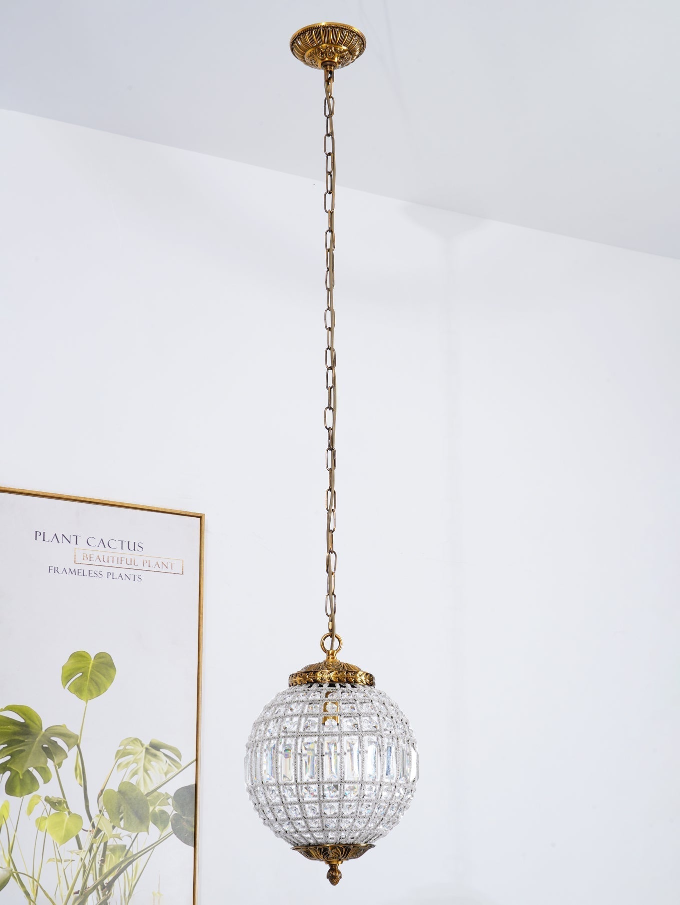 Elyinissa Chandelier Gold Globe Crystal Vintage