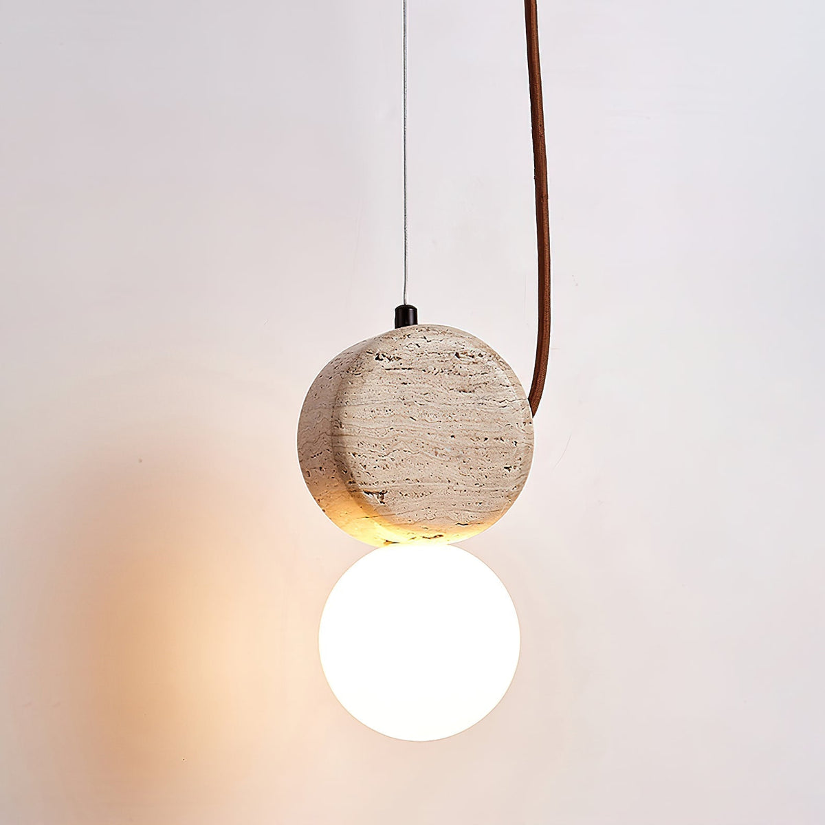 Zosolyra Double-Disc Travertine Pendant Light