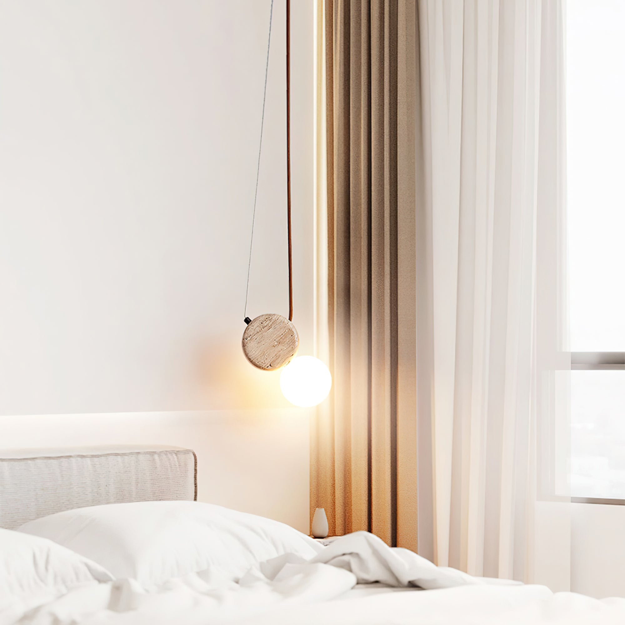 Zosolyra Double-Disc Travertine Pendant Light