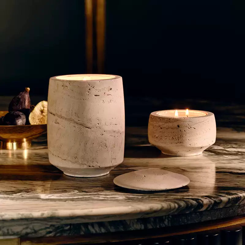Sovel Elegant Interior Modern Natural Travertine Stone Candle Holder