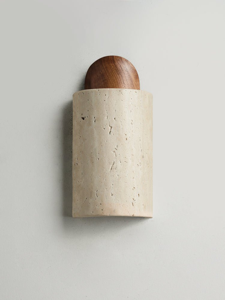 Zyphe Natural Yellow Travertine Capsule Wall Lamp