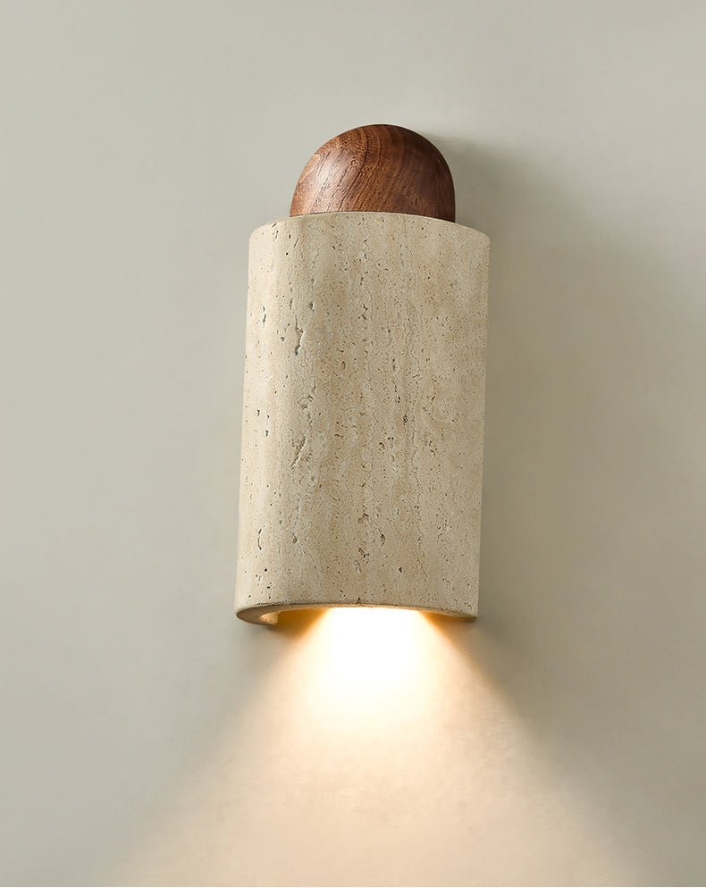 Zyphe Natural Yellow Travertine Capsule Wall Lamp