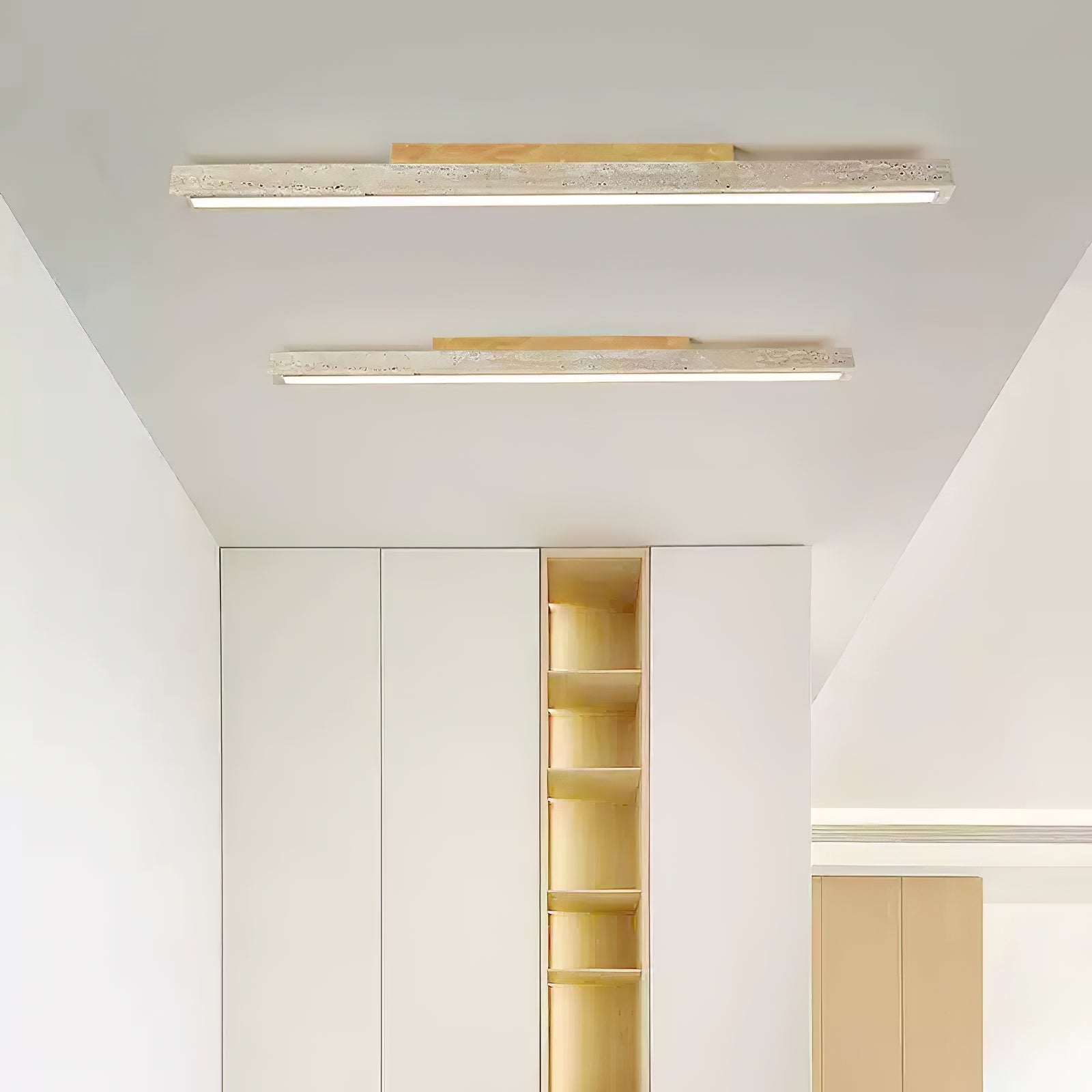 Valinian Minimalist Travertine Linear Ceiling Light