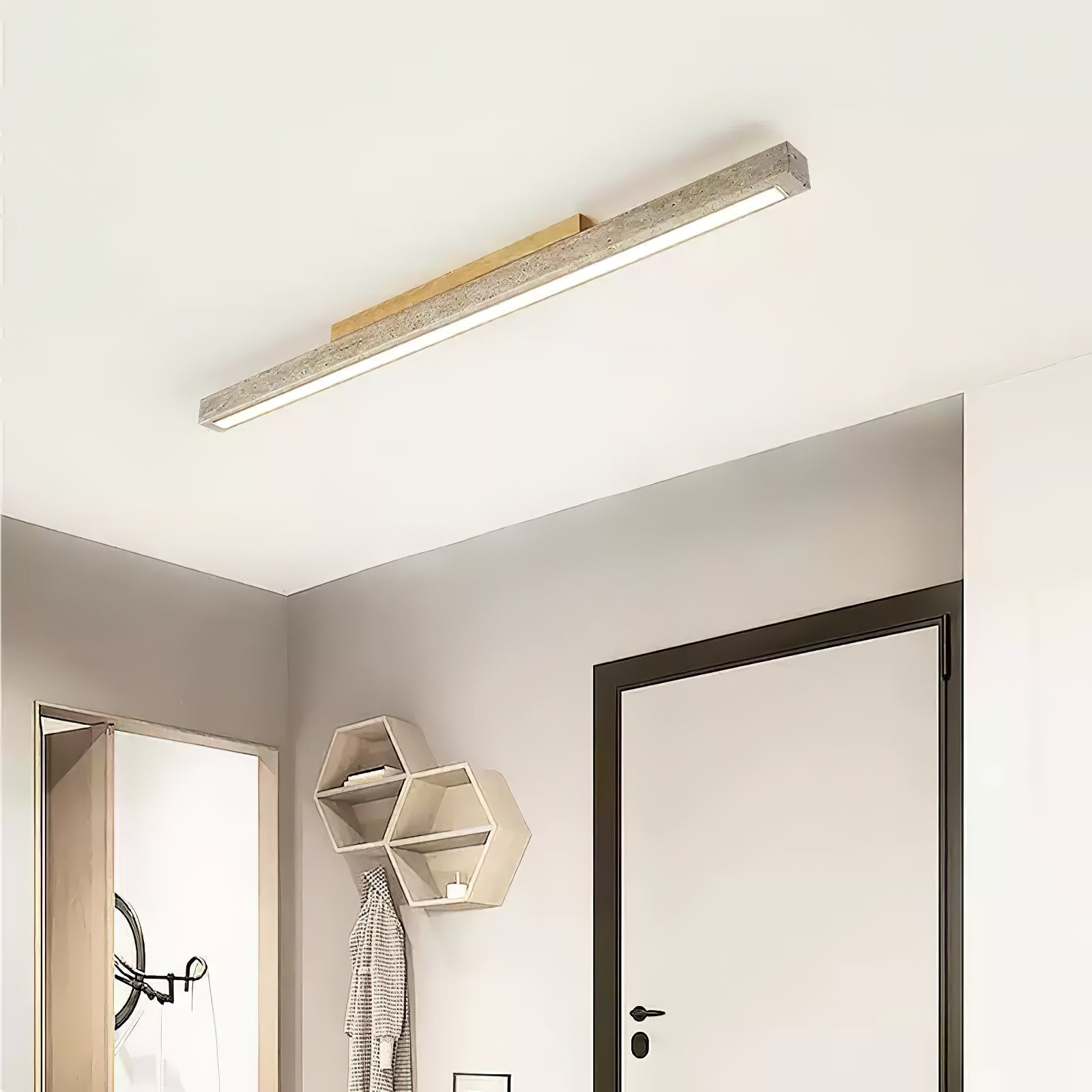 Valinian Minimalist Travertine Linear Ceiling Light