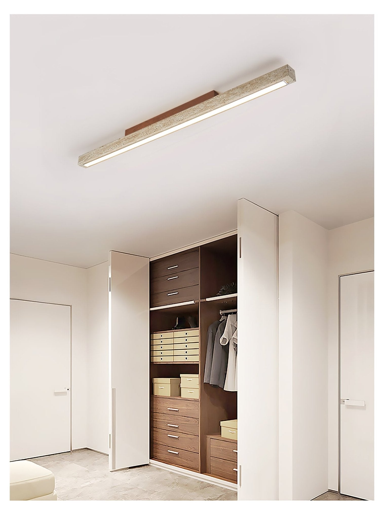 Valinian Minimalist Travertine Linear Ceiling Light