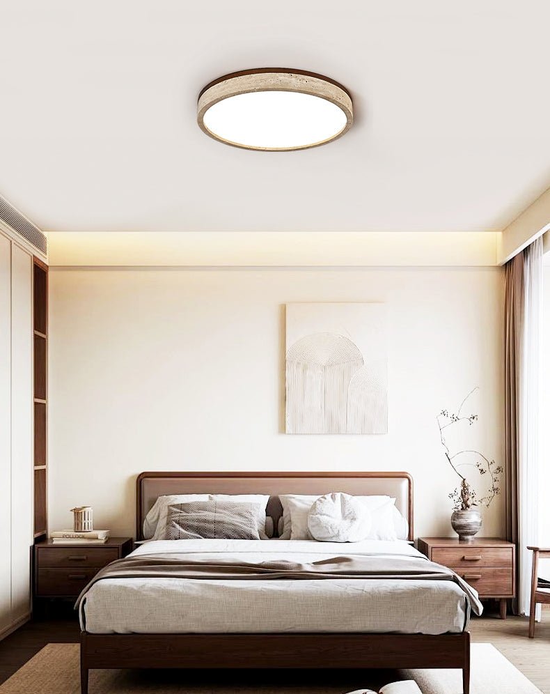 Xoan Glowly Travertine Halo Round Ceiling Lamp