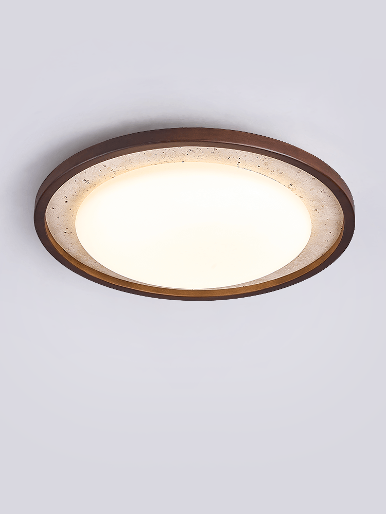 Bexm Round Yellow Travertine Ceiling Light