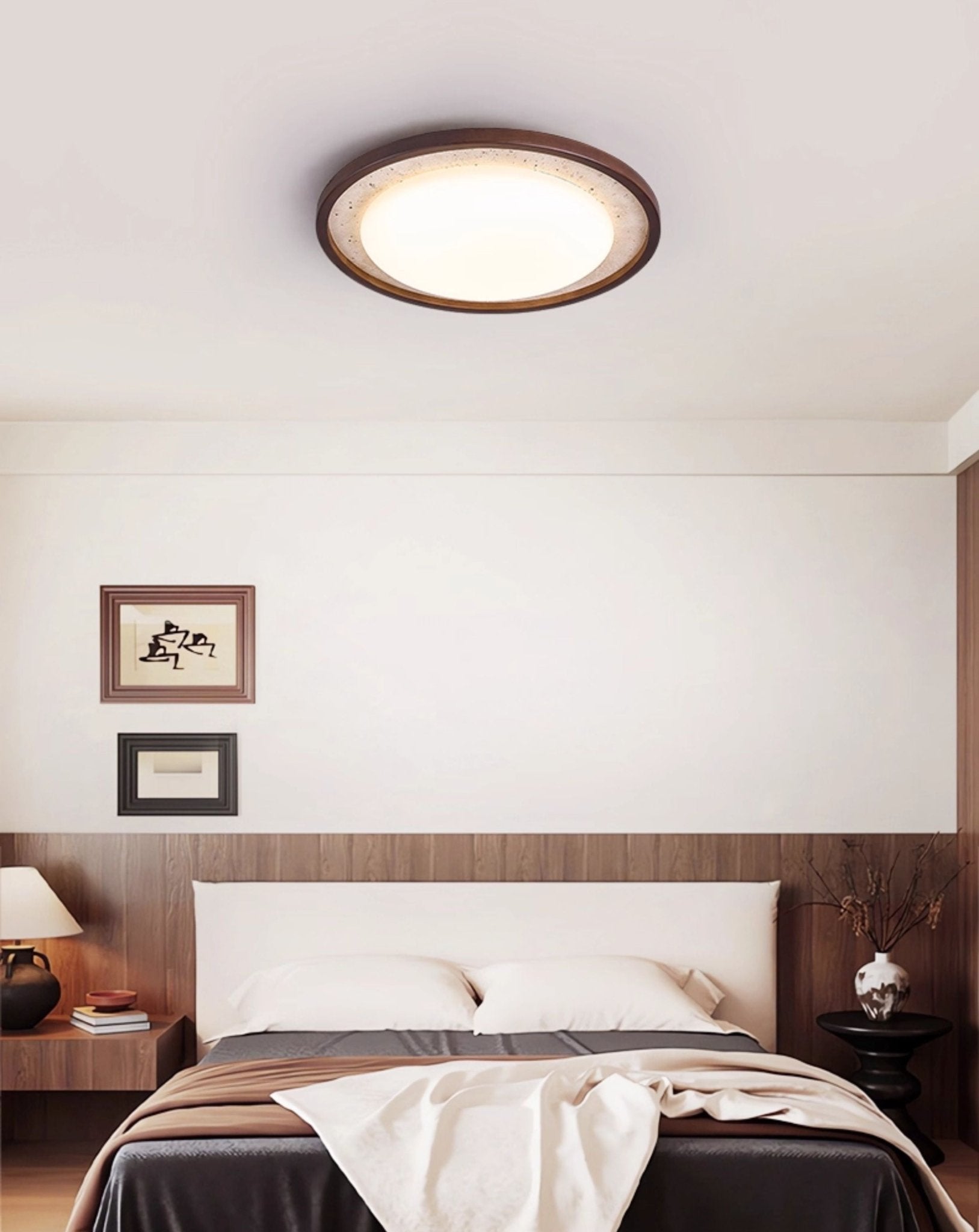 Bexm Round Yellow Travertine Ceiling Light