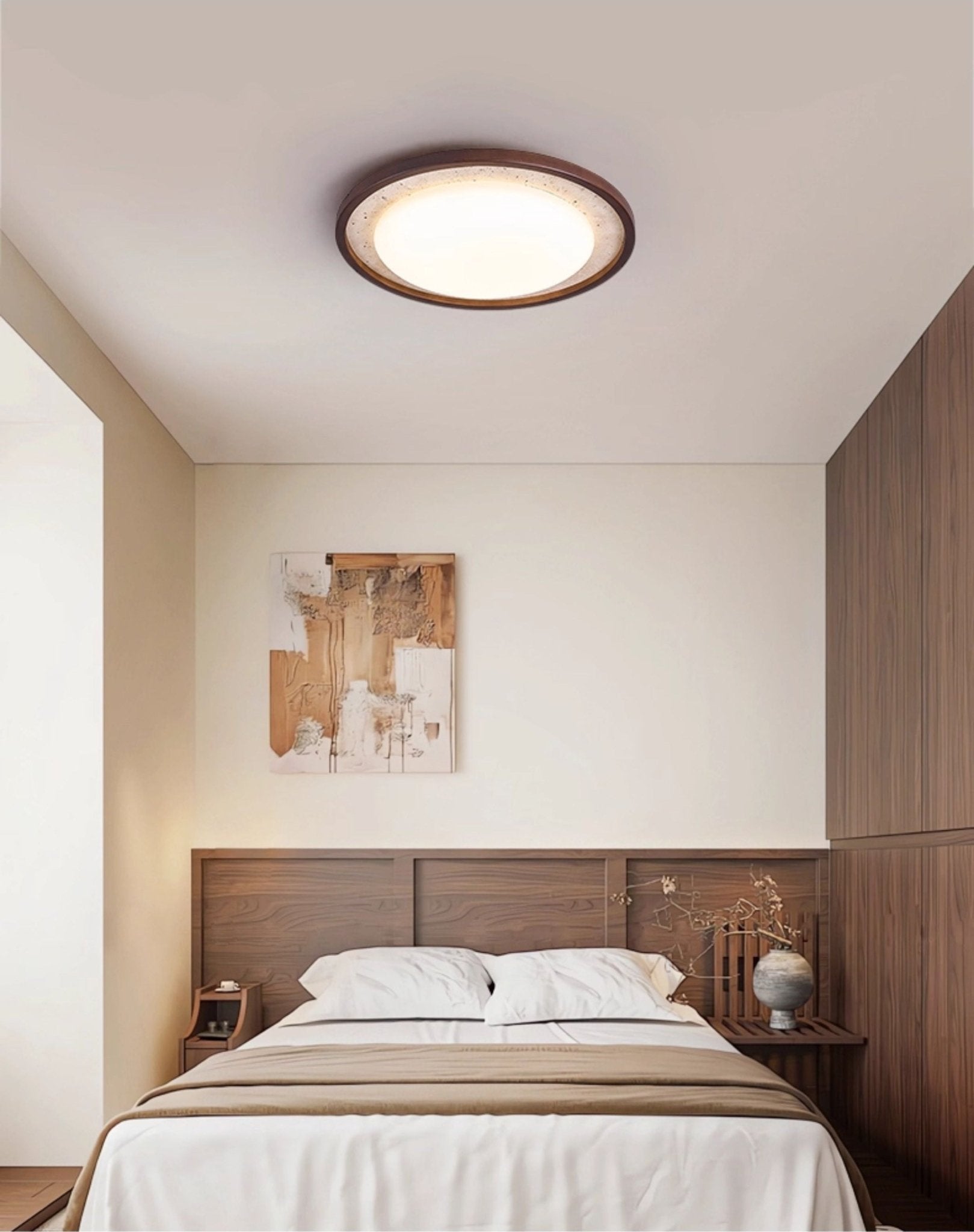 Bexm Round Yellow Travertine Ceiling Light