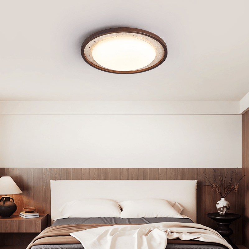 Bexm Round Yellow Travertine Ceiling Light