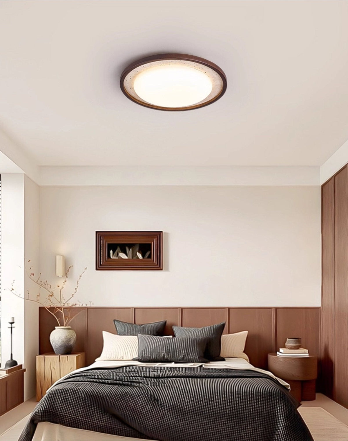 Bexm Round Yellow Travertine Ceiling Light