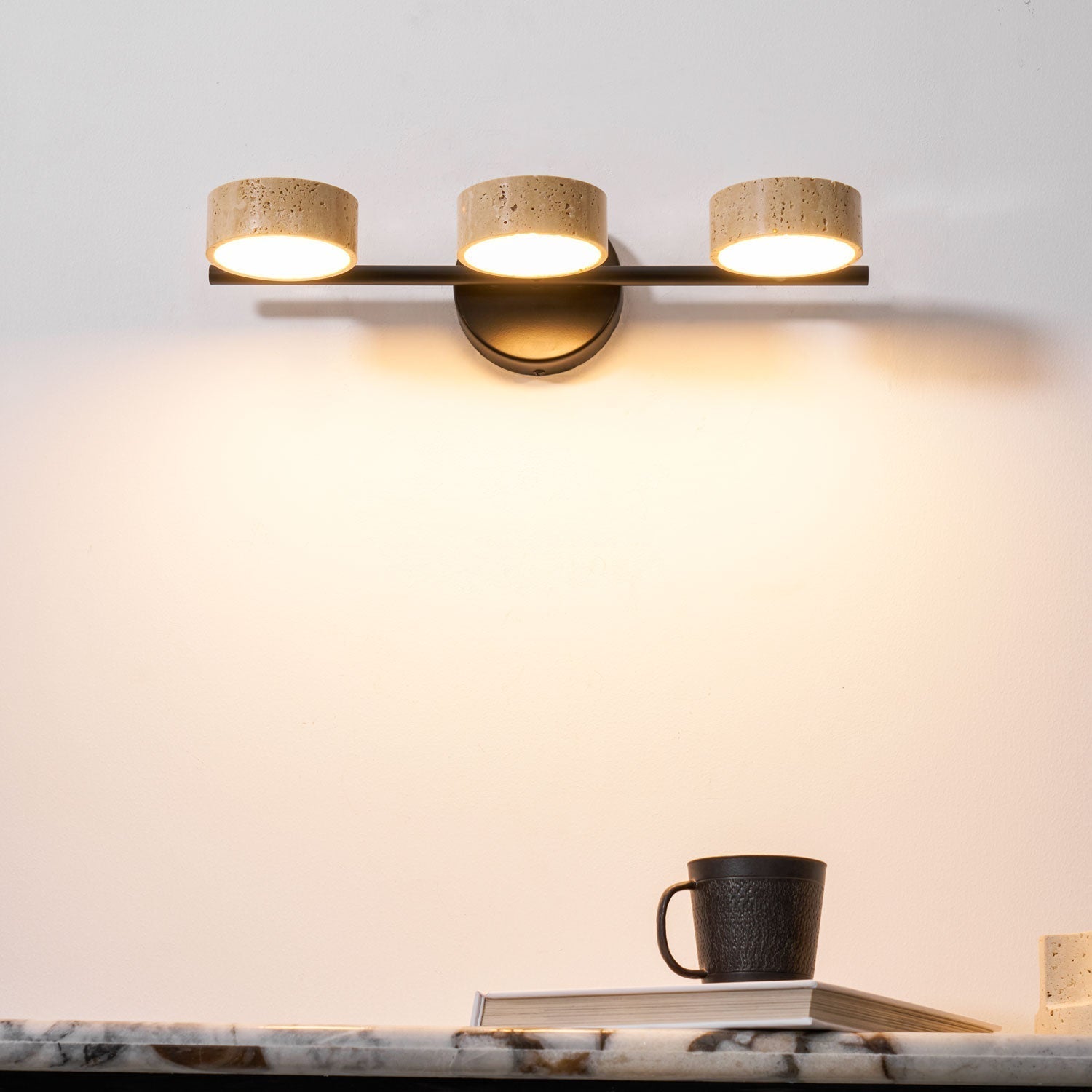 Ceshair Wall Light Multi Head Travertine Vanity Light - Neutral Decor