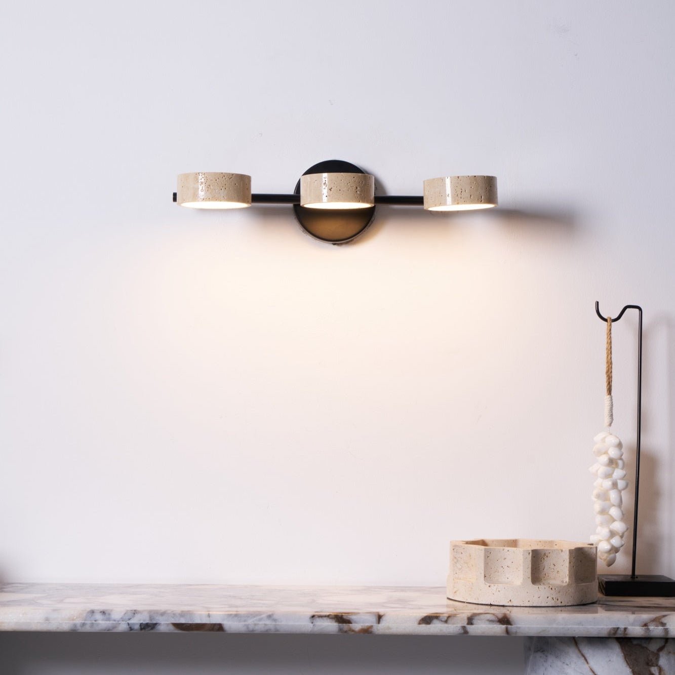 Ceshair Wall Light Multi Head Travertine Vanity Light - Neutral Decor