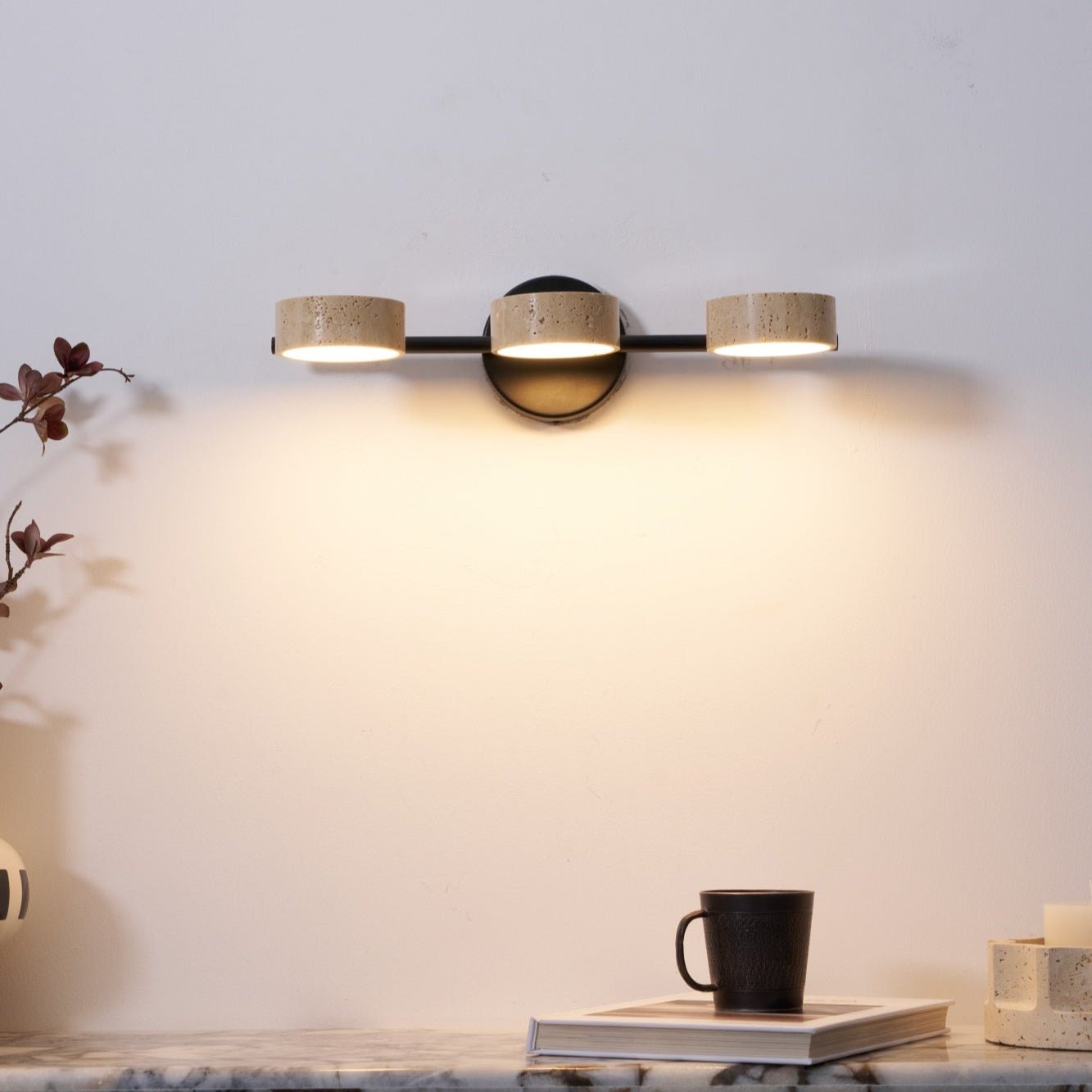 Ceshair Wall Light Multi Head Travertine Vanity Light - Neutral Decor