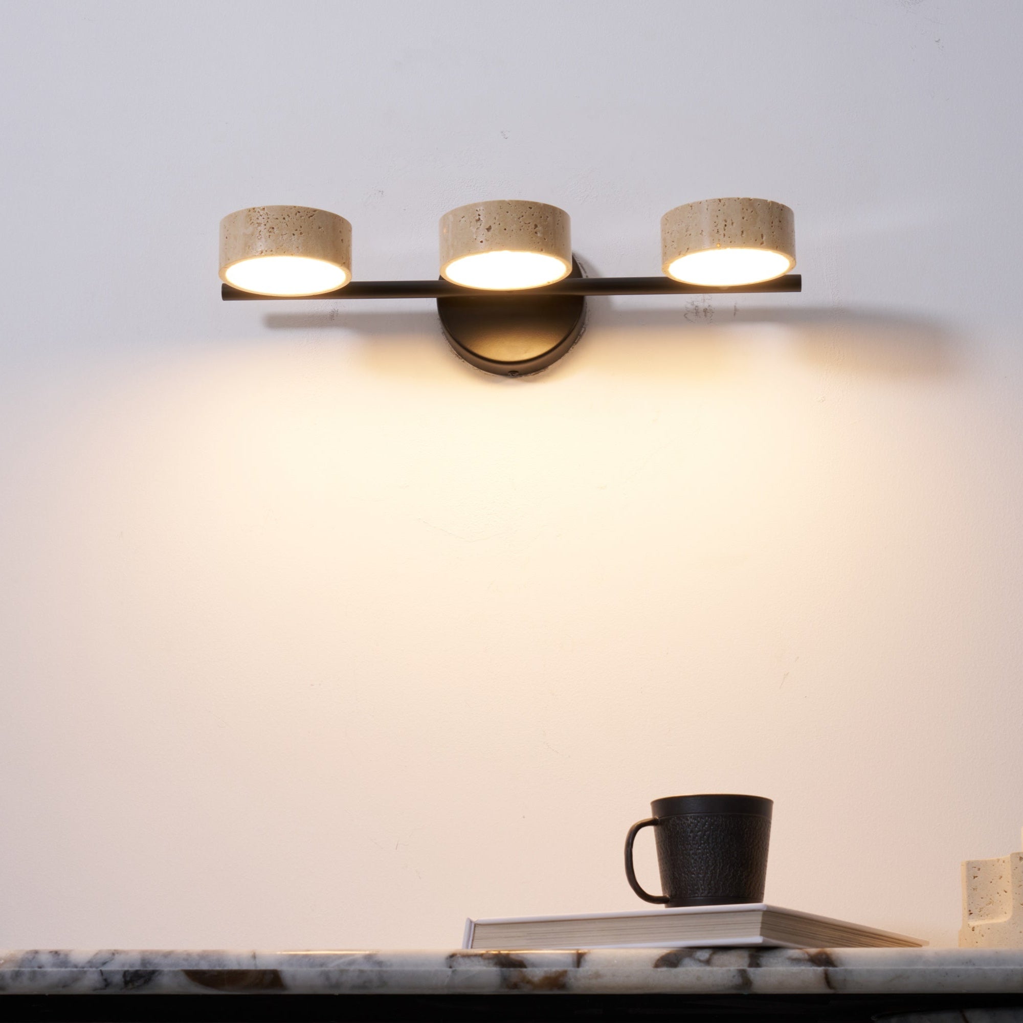 Ceshair Wall Light Multi Head Travertine Vanity Light - Neutral Decor