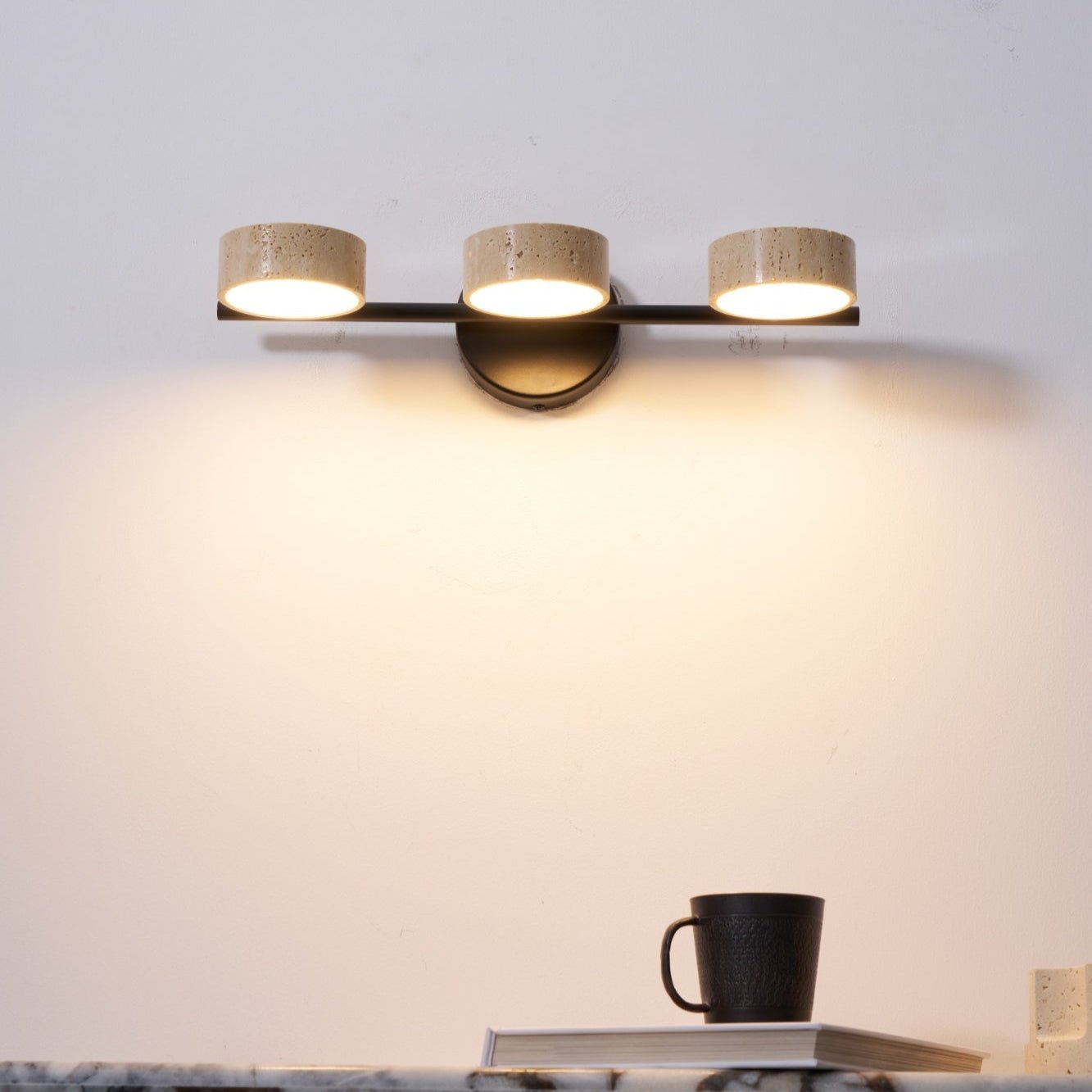 Ceshair Wall Light Multi Head Travertine Vanity Light - Neutral Decor