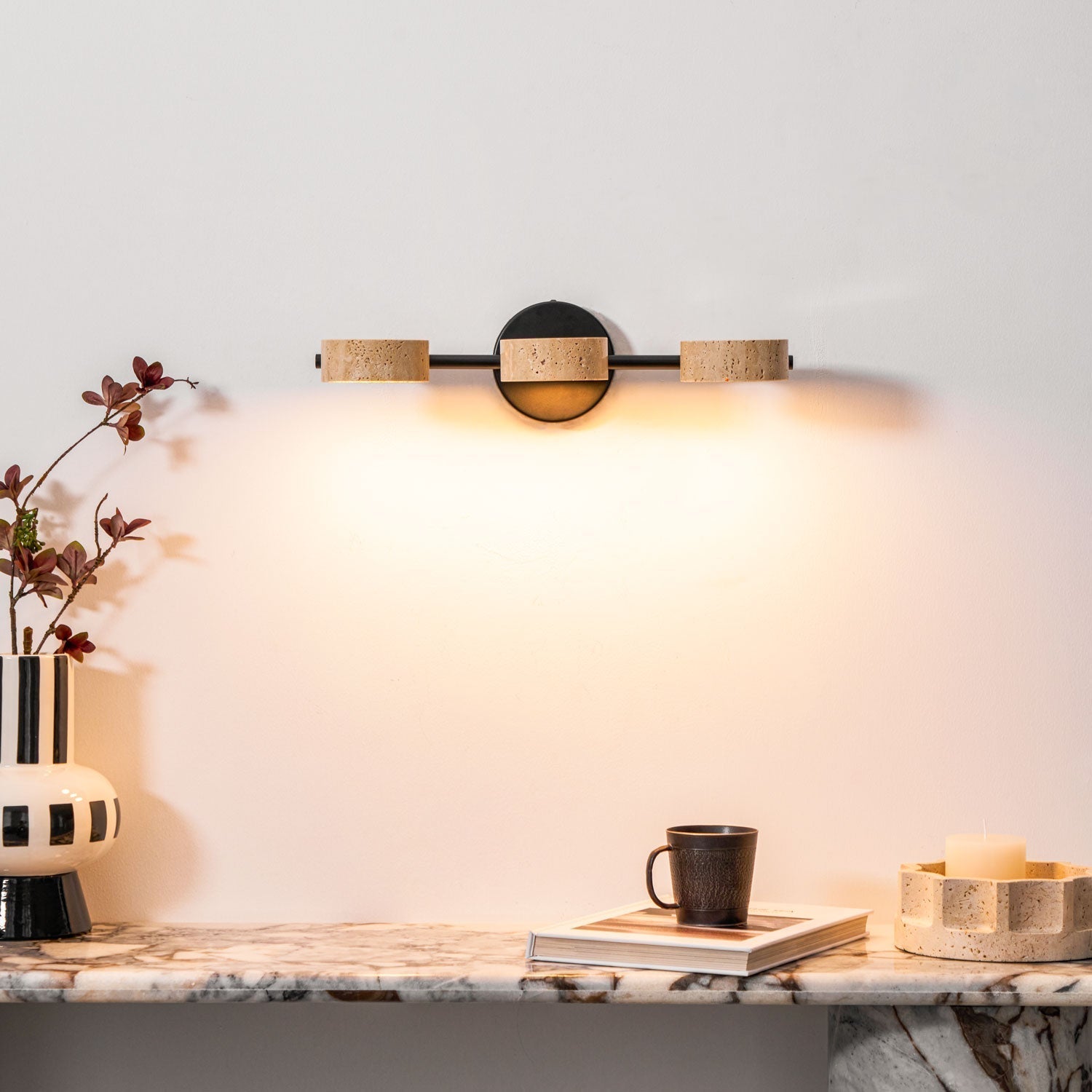 Ceshair Wall Light Multi Head Travertine Vanity Light - Neutral Decor