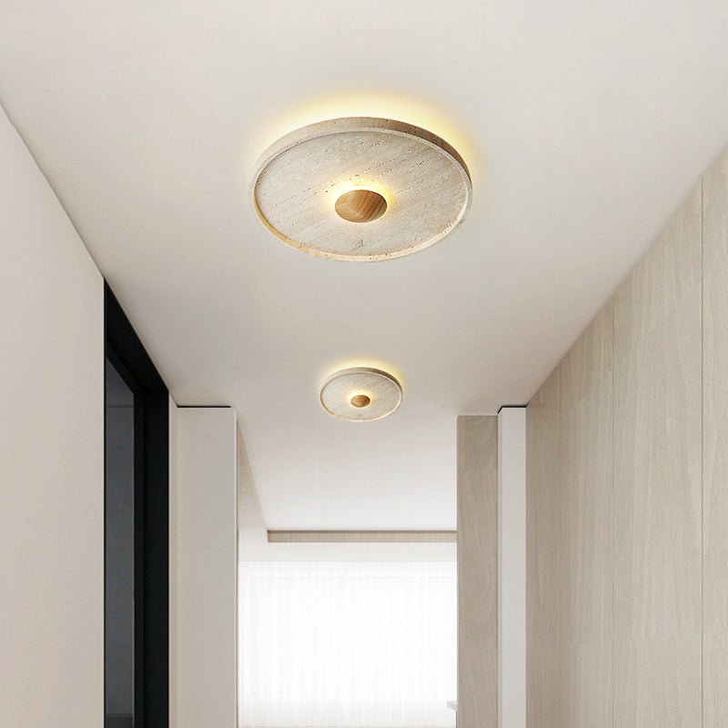 Gino Yellow Travertine Halo Ceiling Lamp Wall Light