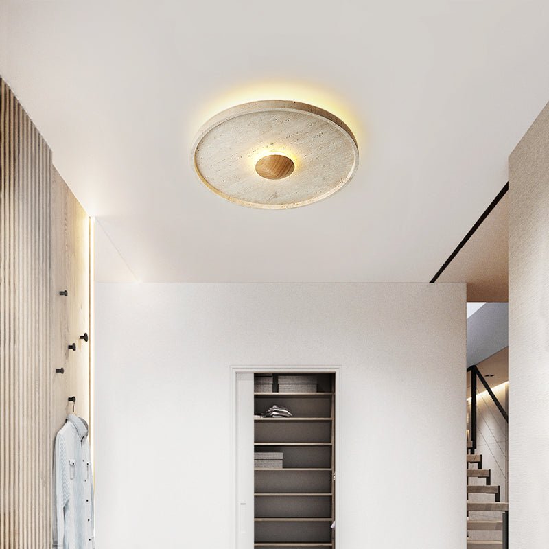 Gino Yellow Travertine Halo Ceiling Lamp Wall Light