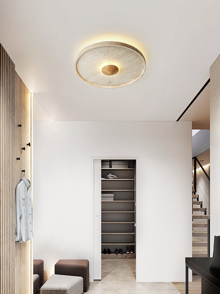 Gino Yellow Travertine Halo Ceiling Lamp Wall Light