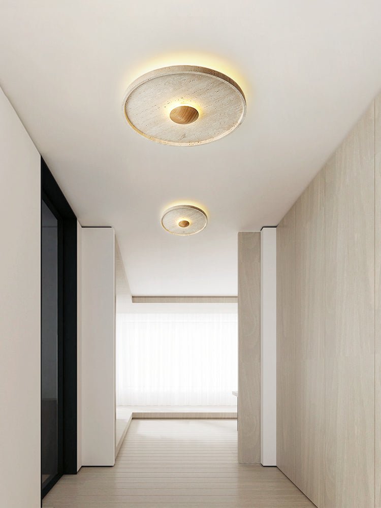 Gino Yellow Travertine Halo Ceiling Lamp Wall Light