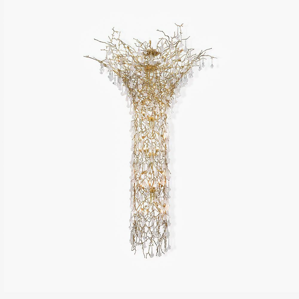 Abeleisa Tree Branch Staircase Brass Crystal Chandelier