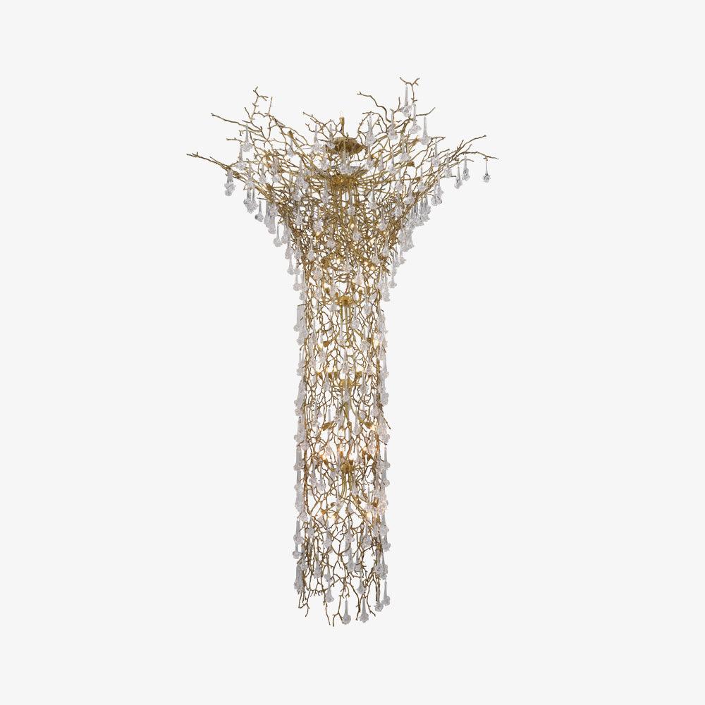 Abeleisa Tree Branch Staircase Brass Crystal Chandelier