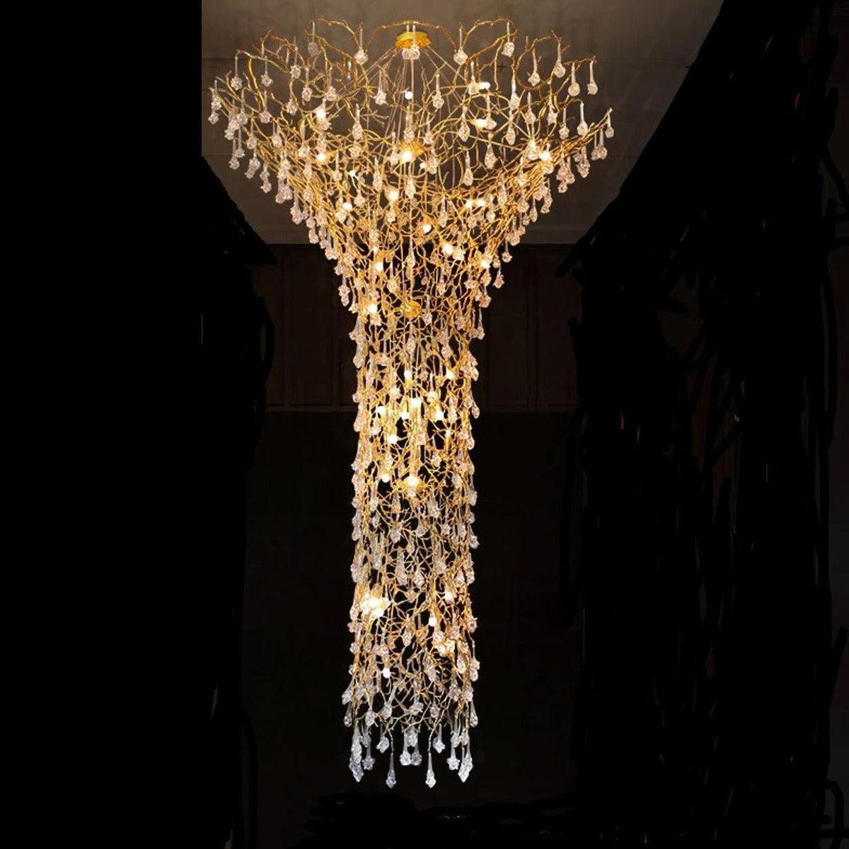 Abeleisa Tree Branch Staircase Brass Crystal Chandelier