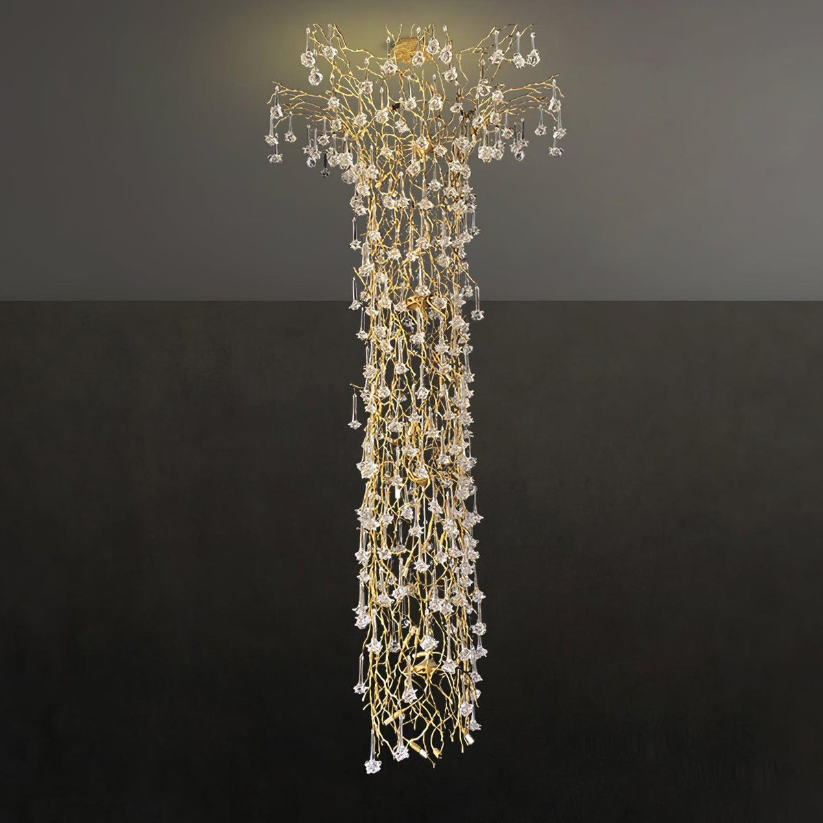 Abeleisa Tree Branch Staircase Brass Crystal Chandelier