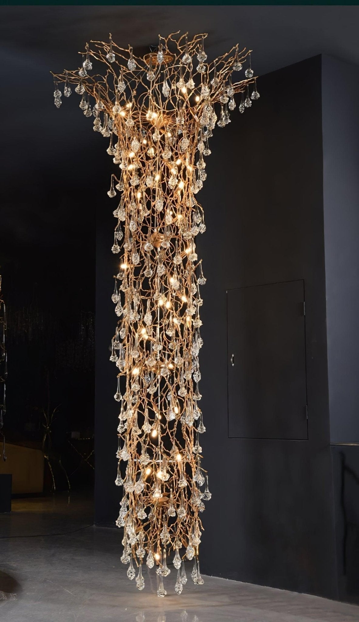 Abeleisa Tree Branch Staircase Brass Crystal Chandelier