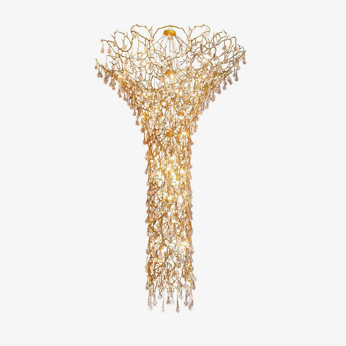 Abeleisa Tree Branch Staircase Brass Crystal Chandelier