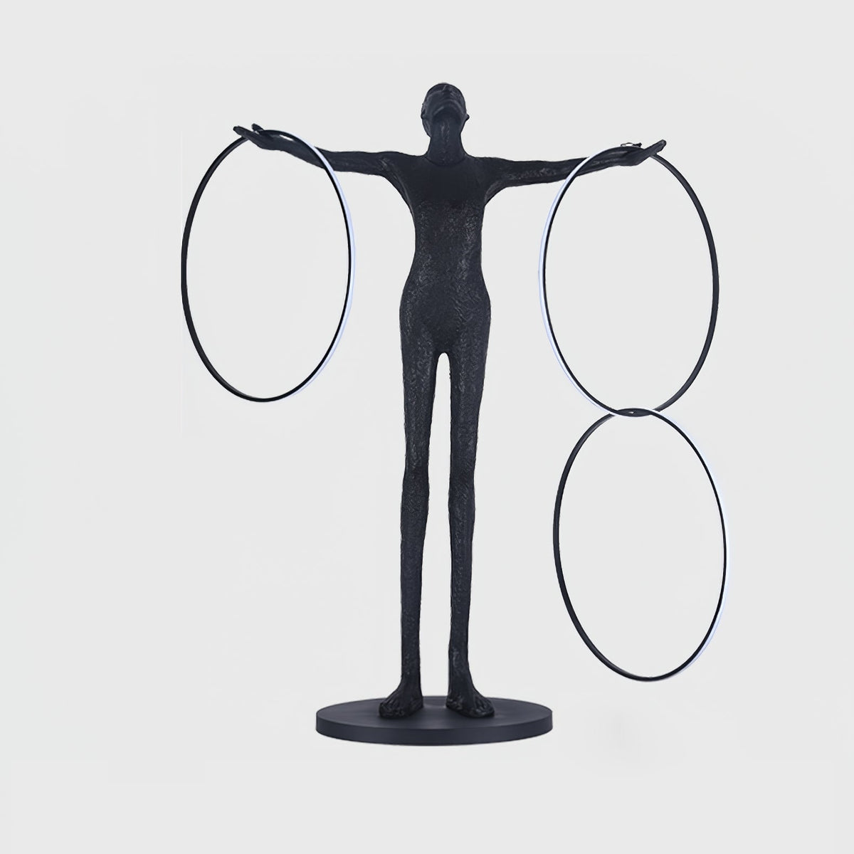 Eclipsa Dual-Ring Sculptural Black Floor Lamp