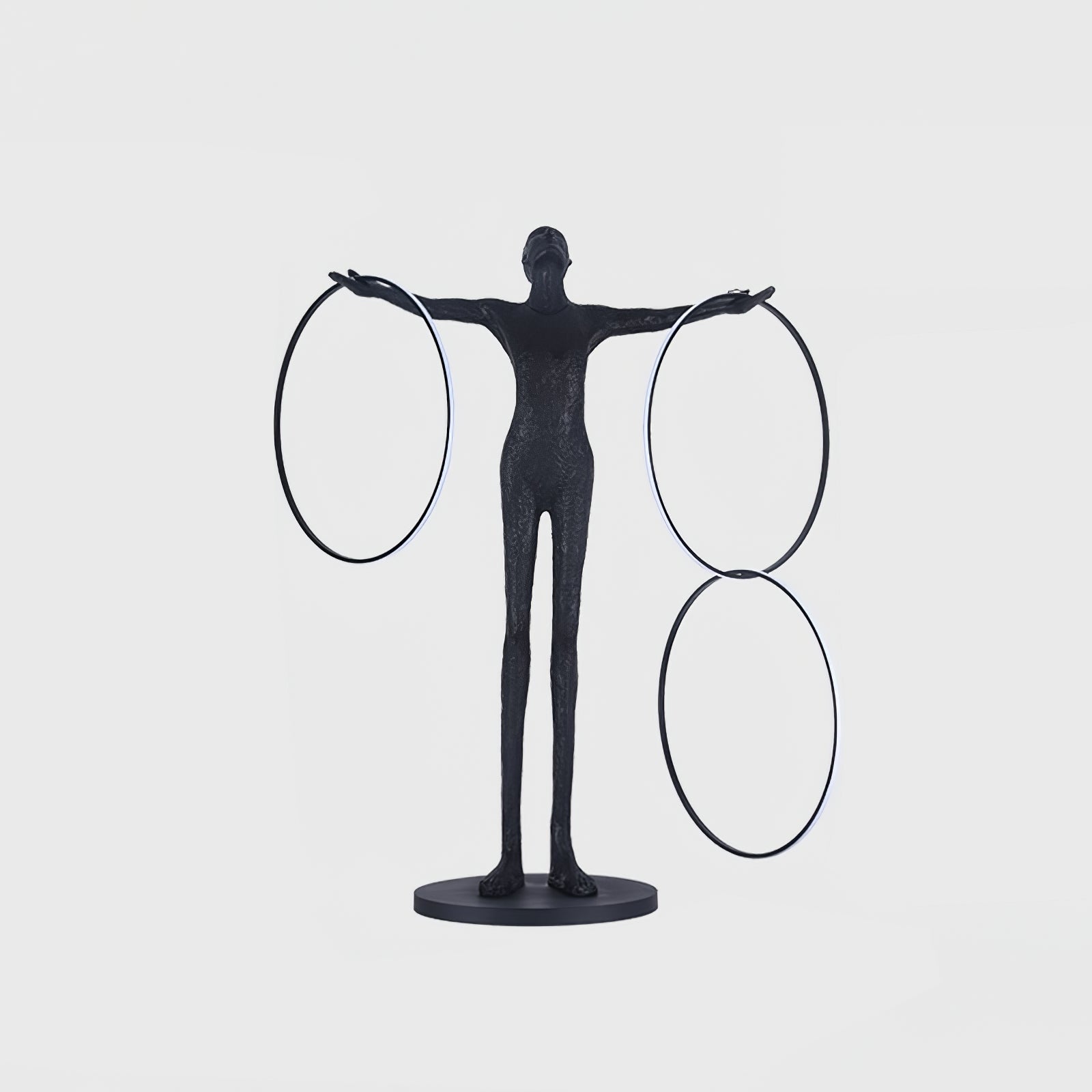 Eclipsa Dual-Ring Sculptural Black Floor Lamp