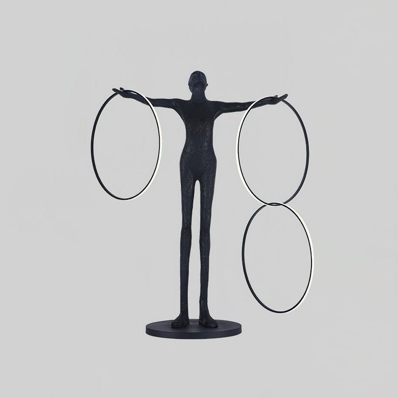 Eclipsa Dual-Ring Sculptural Black Floor Lamp