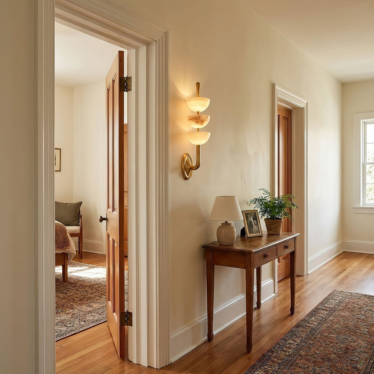 Rosestone Triple Alabaster Indoor Wall Light