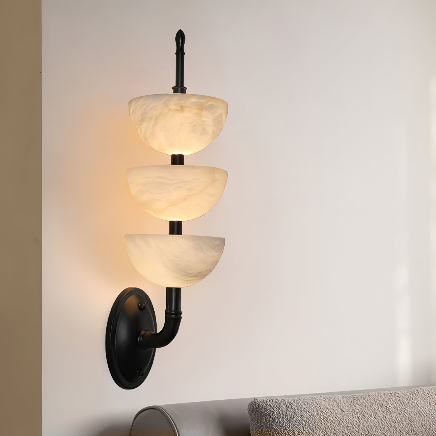 Rosestone Triple Alabaster Indoor Wall Light
