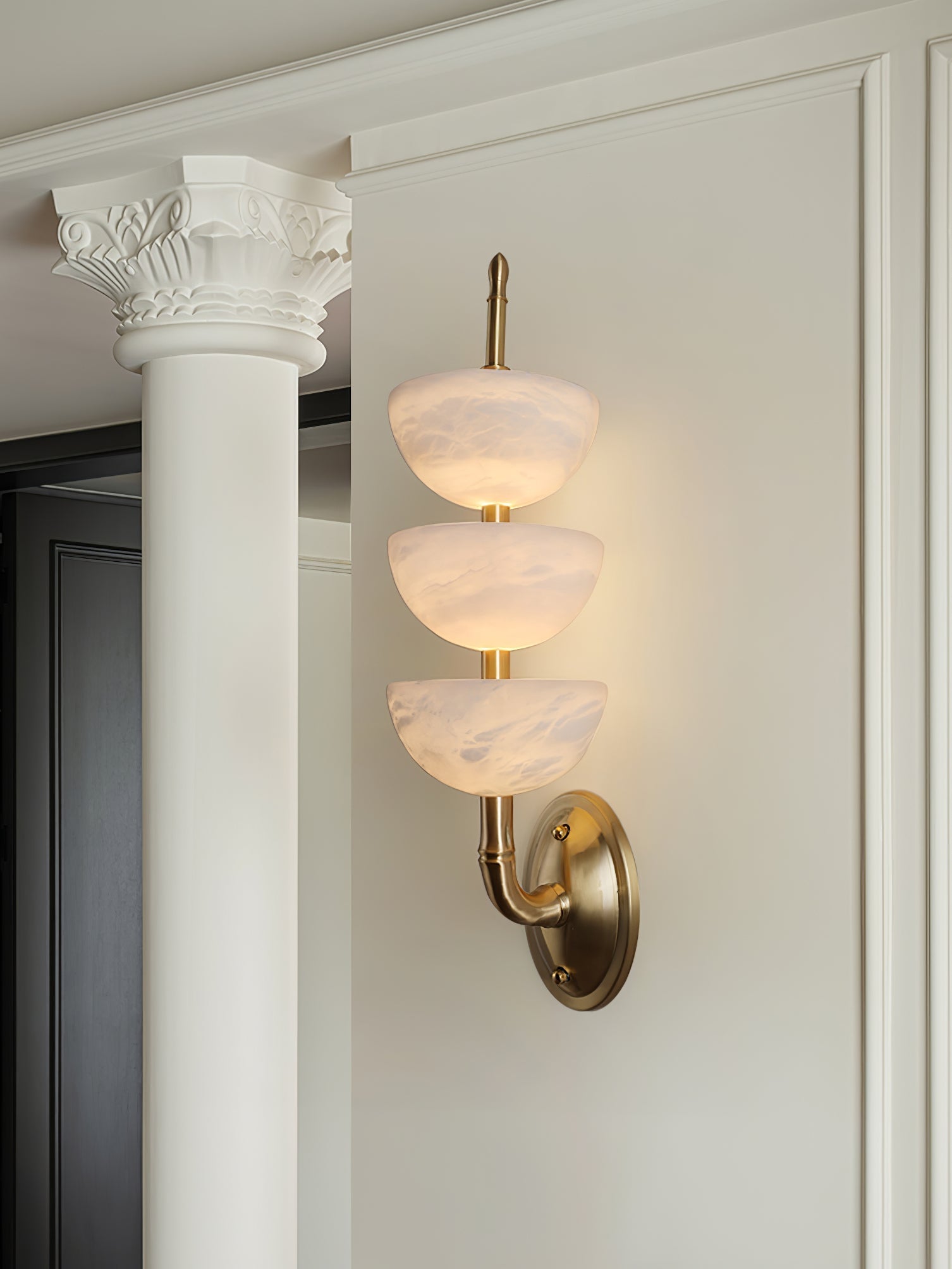 Rosestone Triple Alabaster Indoor Wall Light