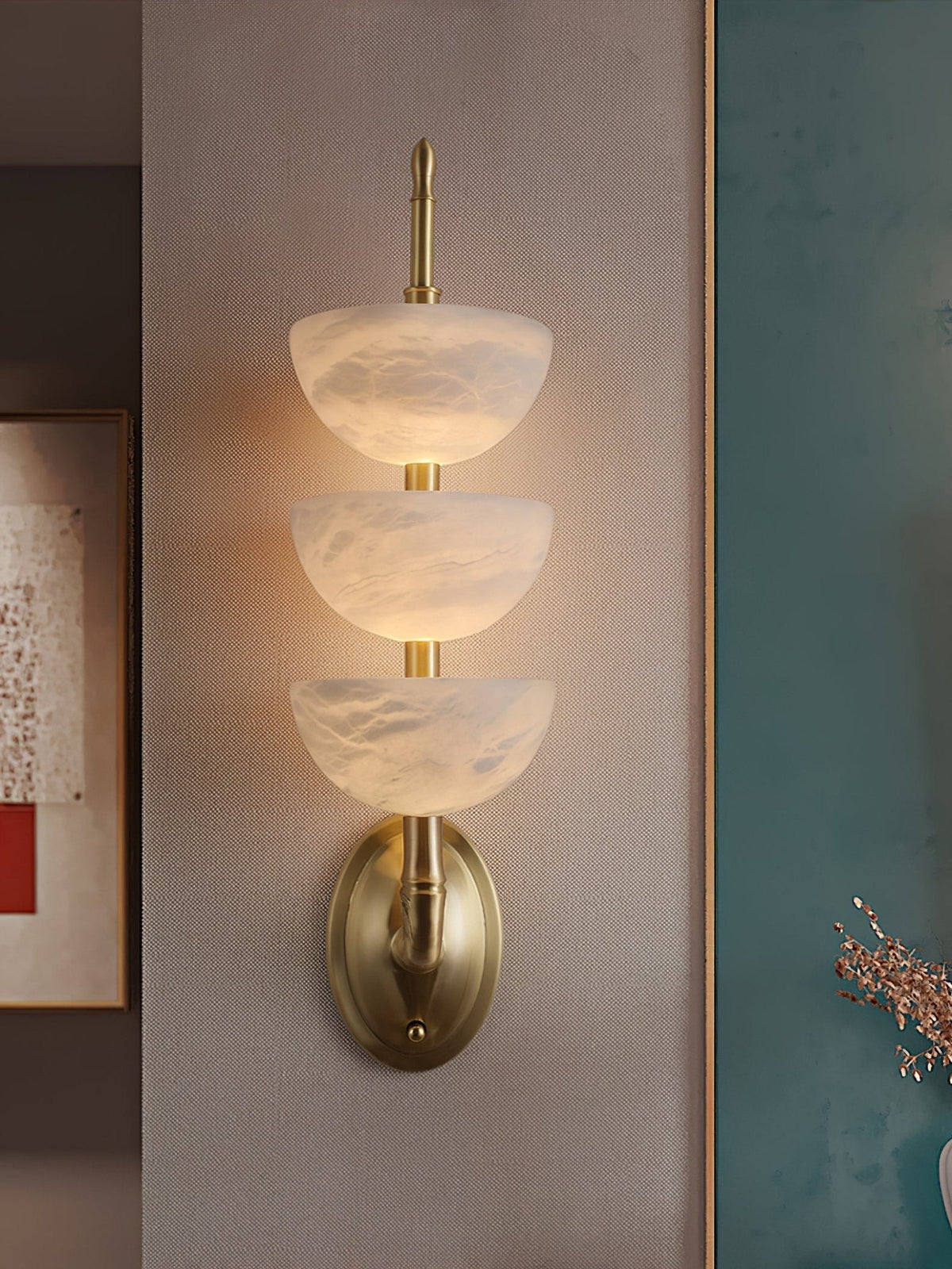 Rosestone Triple Alabaster Indoor Wall Light